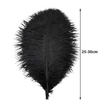 24pcs Natural Black Ostrich Feathers 10-12inch (25-30cm) for Wedding Party Centerpieces，Flower Arrangement and Home Decoration.