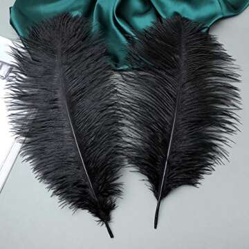 24pcs Natural Black Ostrich Feathers 10-12inch (25-30cm) for Wedding Party Centerpieces，Flower Arrangement and Home Decoration.