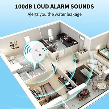 Geevon 6 Pack Water Leak Detectors, 100dB Water Sensor Alarms Flood Detector for Basements, Bathrooms, Laundry Rooms, Kitchens, Garages, and Attics, Water Alarms Battery-Operated (Battery Included)