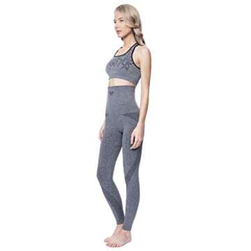 MOTHERS ESSENTIALS High Waist Tummy Compression Control Slimming Leggings (Large, Gray)