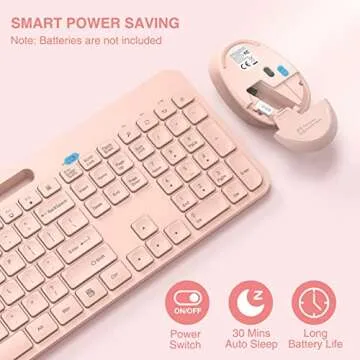 Wireless Keyboard and Mouse Combo in Pink by WisFox