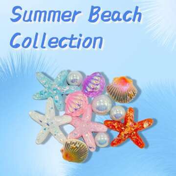 Minrae Three-dimensional Shells and Starfish Shaped Shoe Charms for Girls and Women, Shoe Charms for...