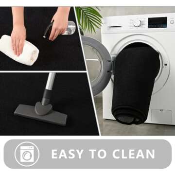 Zedrew Black Area Rugs for Bedroom Living Room, 5x7 Feet Indoor Memory Foam Rug, Modern Washable Rugs for Kids Boys Girls Room, Dorm Bedside Shag Carpets for Home Decor