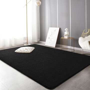 Zedrew Black Area Rugs for Bedroom Living Room, 5x7 Feet Indoor Memory Foam Rug, Modern Washable Rugs for Kids Boys Girls Room, Dorm Bedside Shag Carpets for Home Decor