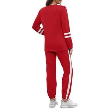 RUBZOOF Loungewear Sets for Women 2 Piece Sweatsuits Long Sleeve Christmas Outfits Red S