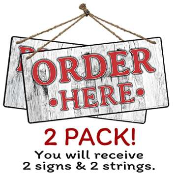 ATX CUSTOM SIGNS - Order Here and Pick Up Here Signs 2 Pack Red and White