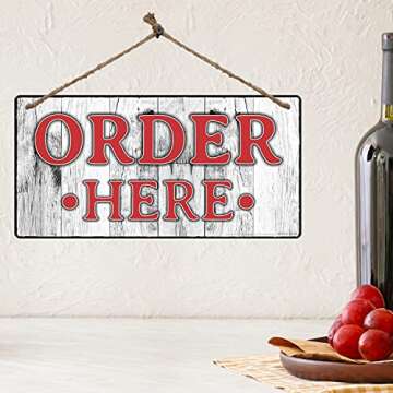 ATX CUSTOM SIGNS - Order Here and Pick Up Here Signs 2 Pack Red and White