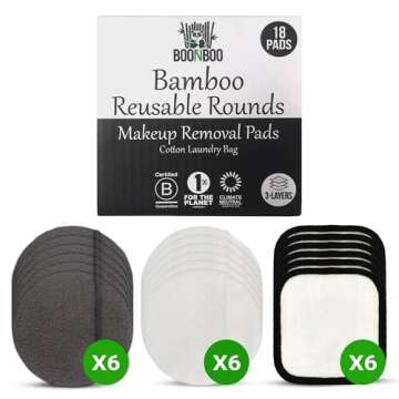 BOONBOO Reusable Make-up Removal Pads, 3-Layer, 18 Pieces