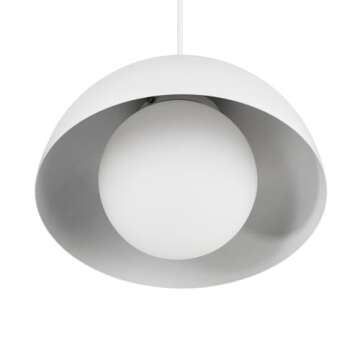 Globe Electric Amelia 1-Light Plug-in Pendant Lighting, Matte White, White Glass Shade, Bulb Not Included