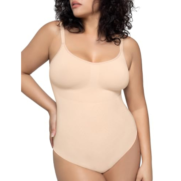 PUMIEY Shapewear Bodysuit - V-Neck Tank Top with Tummy Control & Thong Support