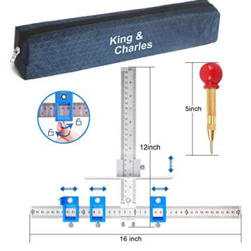 King&Charles Cabinet Hardware Jig, Metal Cabinet Handle Jig with Automatic Center Punch - Cabinet Ji...