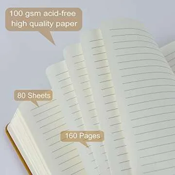 Coopay 2 Pack A5 Journal Notebooks Classic College Ruled Notebooks Hardcover Leatherette Lined Journals for Office Home School Business, 8.3 x 5.5 inch, 100GSM Thick Paper, 160 Pages (Black/Brown)