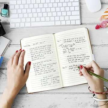 Coopay 2 Pack A5 Journal Notebooks Classic College Ruled Notebooks Hardcover Leatherette Lined Journals for Office Home School Business, 8.3 x 5.5 inch, 100GSM Thick Paper, 160 Pages (Black/Brown)