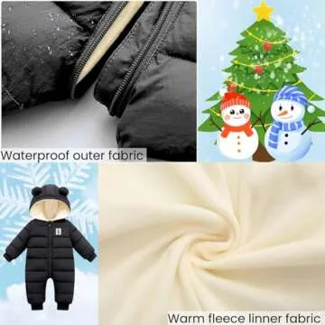 Ohrwurm Hooded Puffer Jumpsuit for Baby Boys Girls Long Sleeve Winter Romper Warm Snowsuit Coat Down Jacket 0-6 Months Black