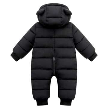 Ohrwurm Hooded Puffer Jumpsuit for Baby Boys Girls Long Sleeve Winter Romper Warm Snowsuit Coat Down Jacket 0-6 Months Black