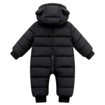 Ohrwurm Hooded Puffer Jumpsuit for Baby Boys Girls Long Sleeve Winter Romper Warm Snowsuit Coat Down Jacket 0-6 Months Black