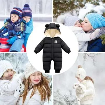 Ohrwurm Hooded Puffer Jumpsuit for Baby Boys Girls Long Sleeve Winter Romper Warm Snowsuit Coat Down Jacket 0-6 Months Black