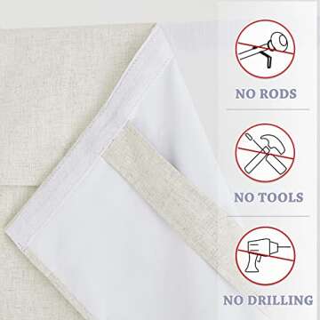 RYB HOME 100% Blackout Tricia Door Curtains, Linen Textured Blend Thermal Insulating Privacy French ...