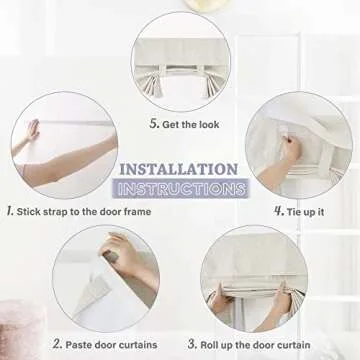 RYB HOME 100% Blackout Tricia Door Curtains, Linen Textured Blend Thermal Insulating Privacy French Door Window Tie Up Shades Sidelight Curtains for Kitchen, W 34 x L 40 inches, Linen, 1 Panel