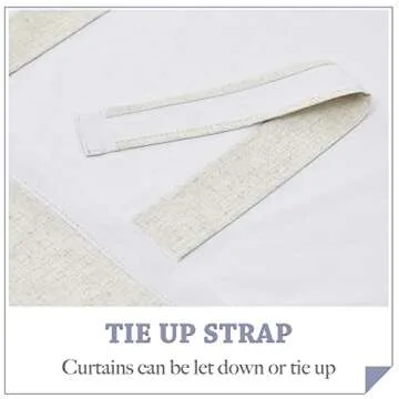 RYB HOME 100% Blackout Tricia Door Curtains, Linen Textured Blend Thermal Insulating Privacy French Door Window Tie Up Shades Sidelight Curtains for Kitchen, W 34 x L 40 inches, Linen, 1 Panel