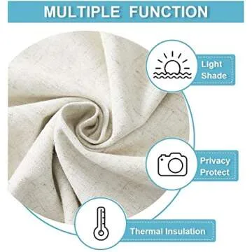 RYB HOME 100% Blackout Tricia Door Curtains, Linen Textured Blend Thermal Insulating Privacy French Door Window Tie Up Shades Sidelight Curtains for Kitchen, W 34 x L 40 inches, Linen, 1 Panel