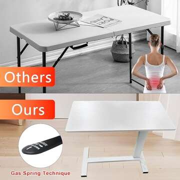 Ganggend Overbed Table with Swivel Hidden Wheels Adjustable Height, Pneumatic Mobile Standing Desk Laptop Bedside Table Multi-Purpose for Home and Hospital Use (White)