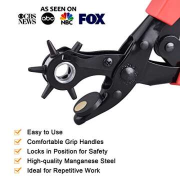 Ergonomic Leather Hole Punch for DIY and Crafting