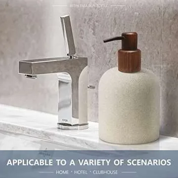 Asashizen 250ml Japanese Style Resin Soap Dispenser Bathroom, Easy to Fill Washing Up for Kitchen Sink, Refillable Shampoo and Conditioner Bottles with Wooden Pump