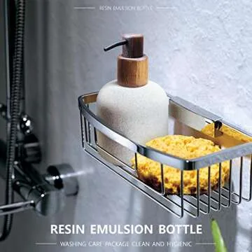 Asashizen 250ml Japanese Style Resin Soap Dispenser Bathroom, Easy to Fill Washing Up for Kitchen Sink, Refillable Shampoo and Conditioner Bottles with Wooden Pump