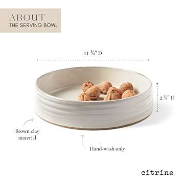 Monterey by Citrine Serving Bowl, Stoneware Serving Dish, Farmhouse Platter, Large