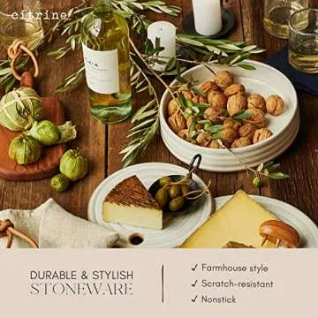 Monterey by Citrine Serving Bowl, Stoneware Serving Dish, Farmhouse Platter, Large