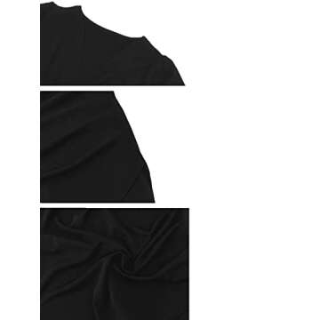 LYANER Women's Warp V Neck Ruched Short Sleeve Cocktail Bodycon T Shirt Mini Dress Solid Black Small