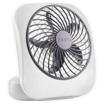 O2COOL Treva 5 Inch Battery Powered Fan Portable Desk Fan 2 Cooling Speeds with Compact Folding & Ti...