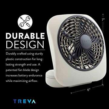 O2COOL Treva 5 Inch Battery Powered Fan Portable Desk Fan 2 Cooling Speeds with Compact Folding & Tilt Design Cubicle Accessories Small Portable (Grey)