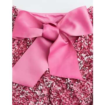 Lentta Women's Sequined Dress Petersham Ribbon Long Sleeve Party Night Out Club Festival Dresses(Pin...