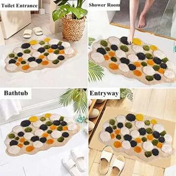 UKELER 3D Moss Bath Rug Decor for Bathroom Soft Shaggy Non Slip Bath Rugs Shower Bathtub Mat Decorative Floor Mats for Home 31.5''x19.7''