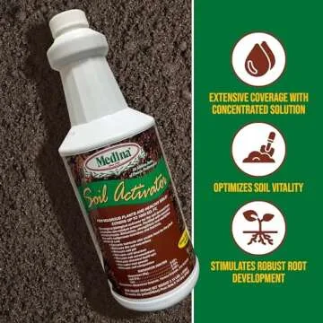 Medina Liquid Soil Activator - Liquid Fertilizer for Indoor & Outdoor Plants - Promotes Root Growth, Balances Soil Compaction - Ideal Plant Food for Houseplants - Covers up to 1000 Sq. Ft. - 1 Quart