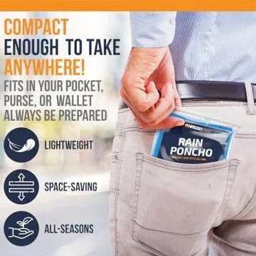 Hagon PRO Disposable Rain Ponchos for Adults (5-Pack)