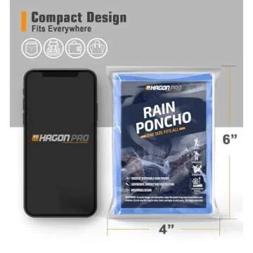 Hagon PRO Disposable Rain Ponchos for Adults (5-Pack)