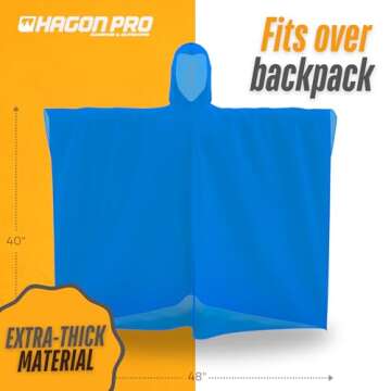 Hagon PRO Disposable Rain Ponchos for Adults (5-Pack)