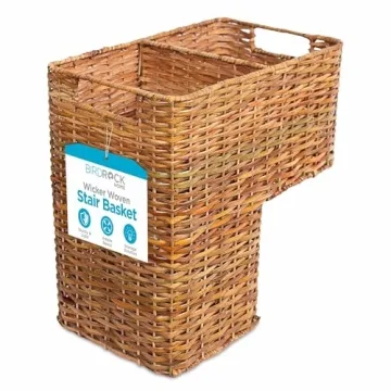 BIRDROCK HOME Stylish Stair Basket - Wicker Storage Bin for Organizing