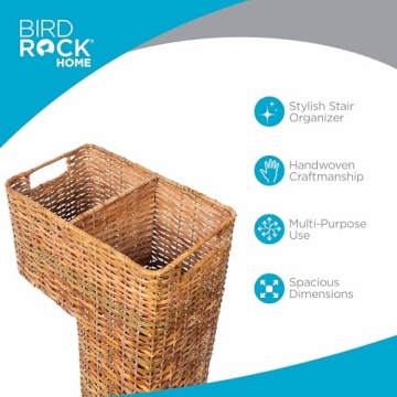 BIRDROCK HOME Stair Basket - Stylish Wicker Organizer