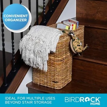 BIRDROCK HOME Stair Basket - Stylish Wicker Organizer