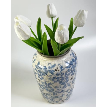 Stunning ANNISOKA Blue & White Porcelain Flower Vase