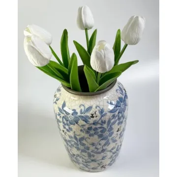 Stunning ANNISOKA Blue & White Porcelain Flower Vase