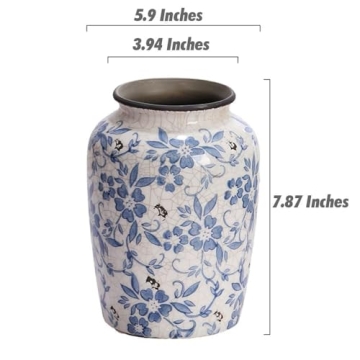 Stunning ANNISOKA Blue & White Porcelain Flower Vase