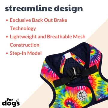 Huxley & Kent Hudson Harness | Woodstock Tie Dye (Large, 22-35lbs) | Easy Control Step-in Mesh Vest ...
