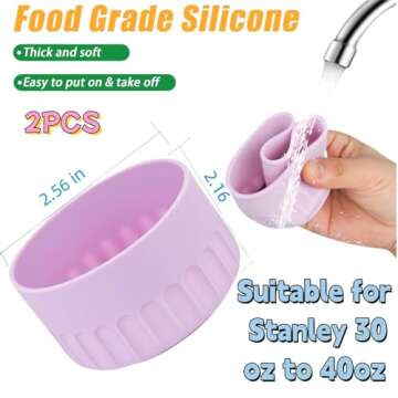 ZFCZR 2PCS Silicone Boot for Stanley Cup Accessories, Protector Silicone Water Bottle Bottom Sleeve ...