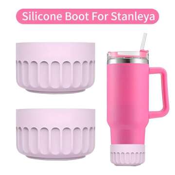 ZFCZR 2PCS Silicone Boot for Stanley Cup Accessories, Protector Silicone Water Bottle Bottom Sleeve for Stanley 30oz to 40oz,Stanley Bottom Protector(Purple)