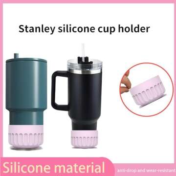 ZFCZR 2PCS Silicone Boot for Stanley Cup Accessories, Protector Silicone Water Bottle Bottom Sleeve for Stanley 30oz to 40oz,Stanley Bottom Protector(Purple)